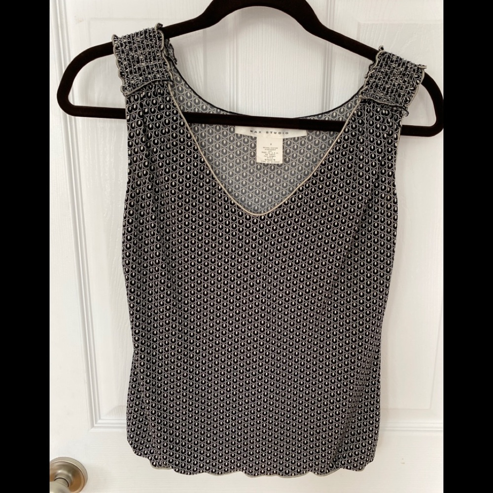 MAX STUDIO Top Sz S Black White Print